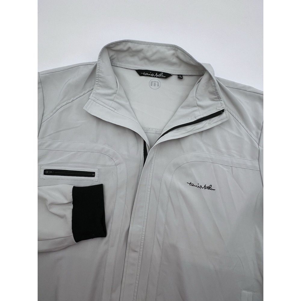 Travis Mathew Jacket Mens XL Full Zip Windbreaker Fitted Golf Jacket Ivory Read‎